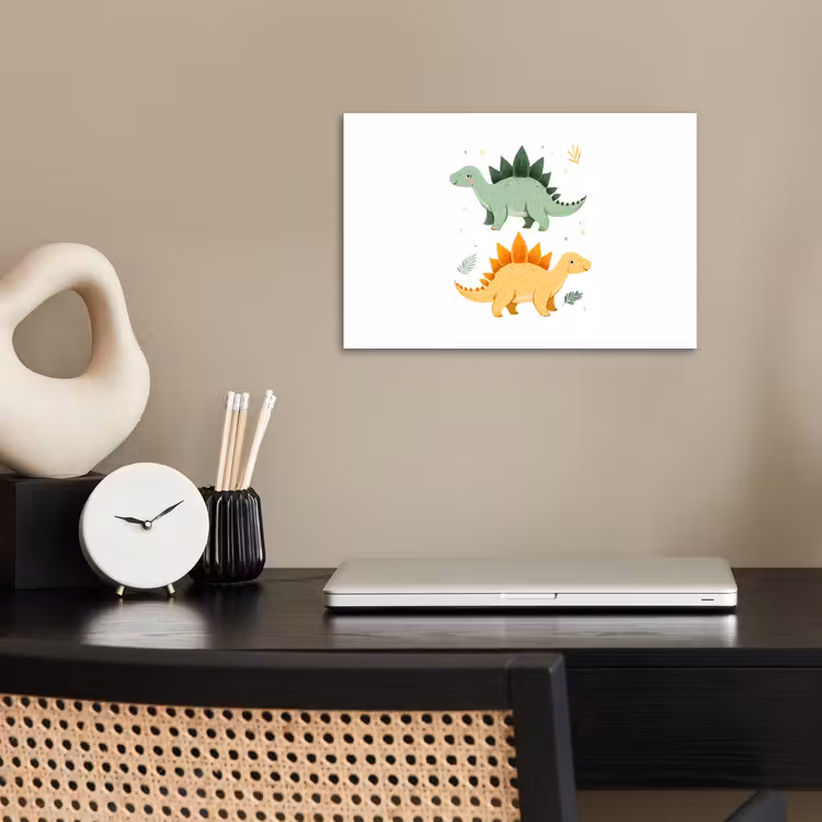 Poster - Sterren - Stegosaurussen - Blaadjes - Groen — 2