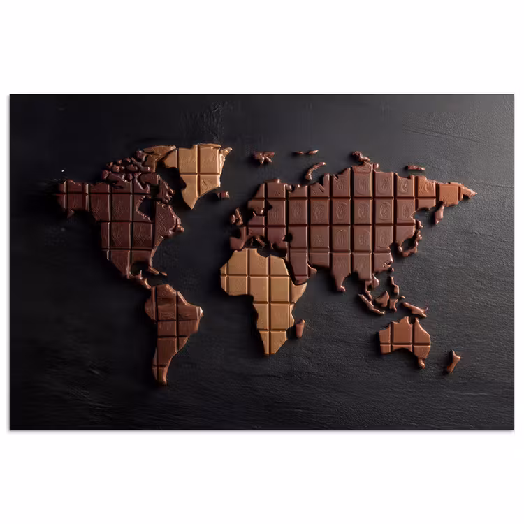 Poster - Wereldkaart - chocola - Smakelijke uitstraling — 1