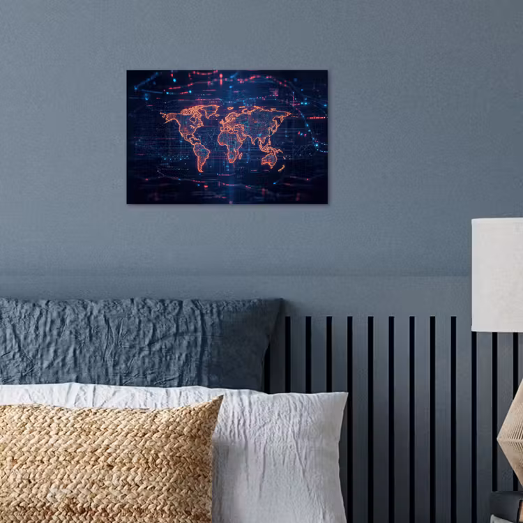 Poster - Wereldkaart - Futuristisch - Oranje — 3