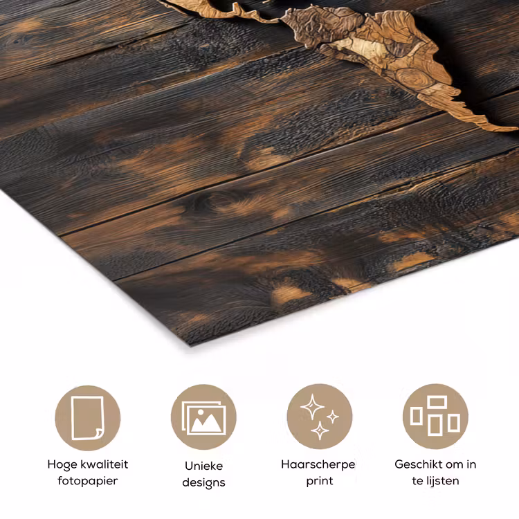 Poster - Wereldkaart - Hout - Mozaïek — 5