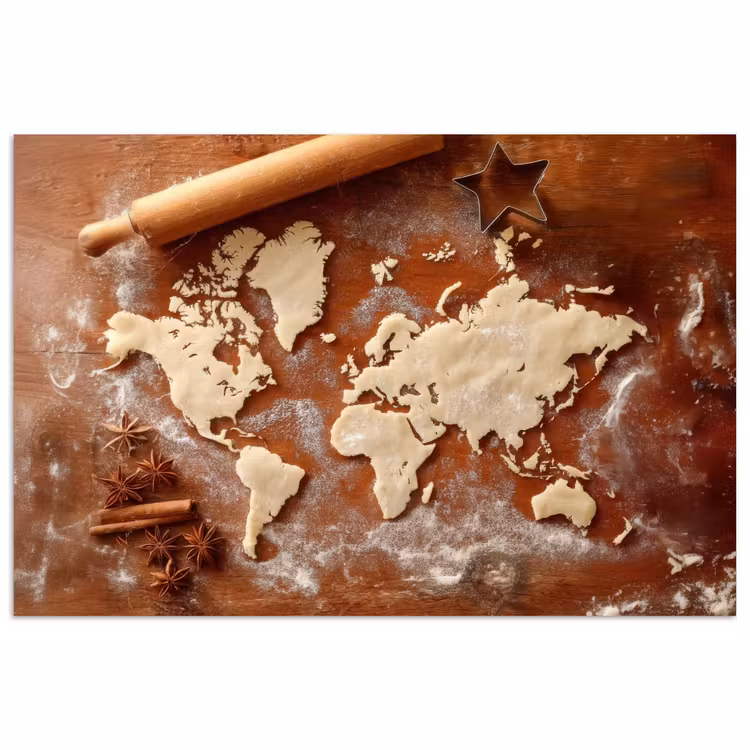 Poster - Wereldkaart - Koekjesdeeg - Warme baksfeer — 1