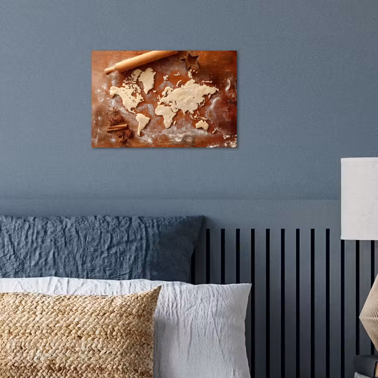 Poster - Wereldkaart - Koekjesdeeg - Warme baksfeer — 3