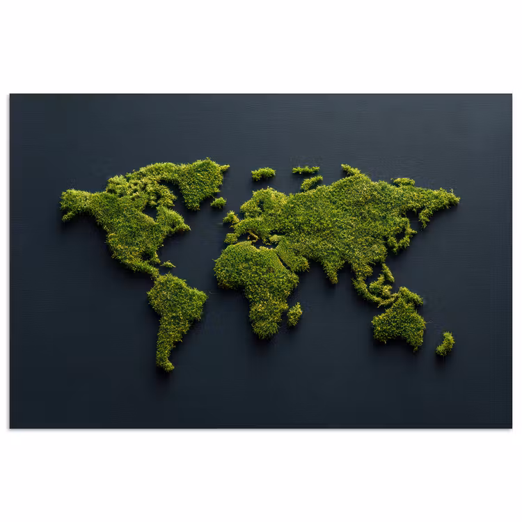 Poster - Wereldkaart - Mos -Levendig effect — 1