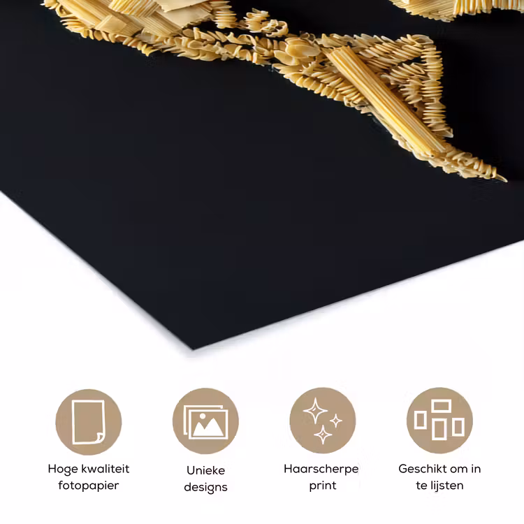 Poster - Wereldkaart - Pasta - Zwart — 5