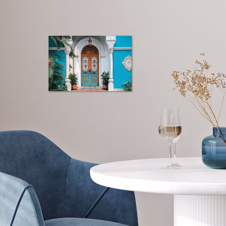 Poster - Zuilen - Sierlijke - Deur - Blauw — 4