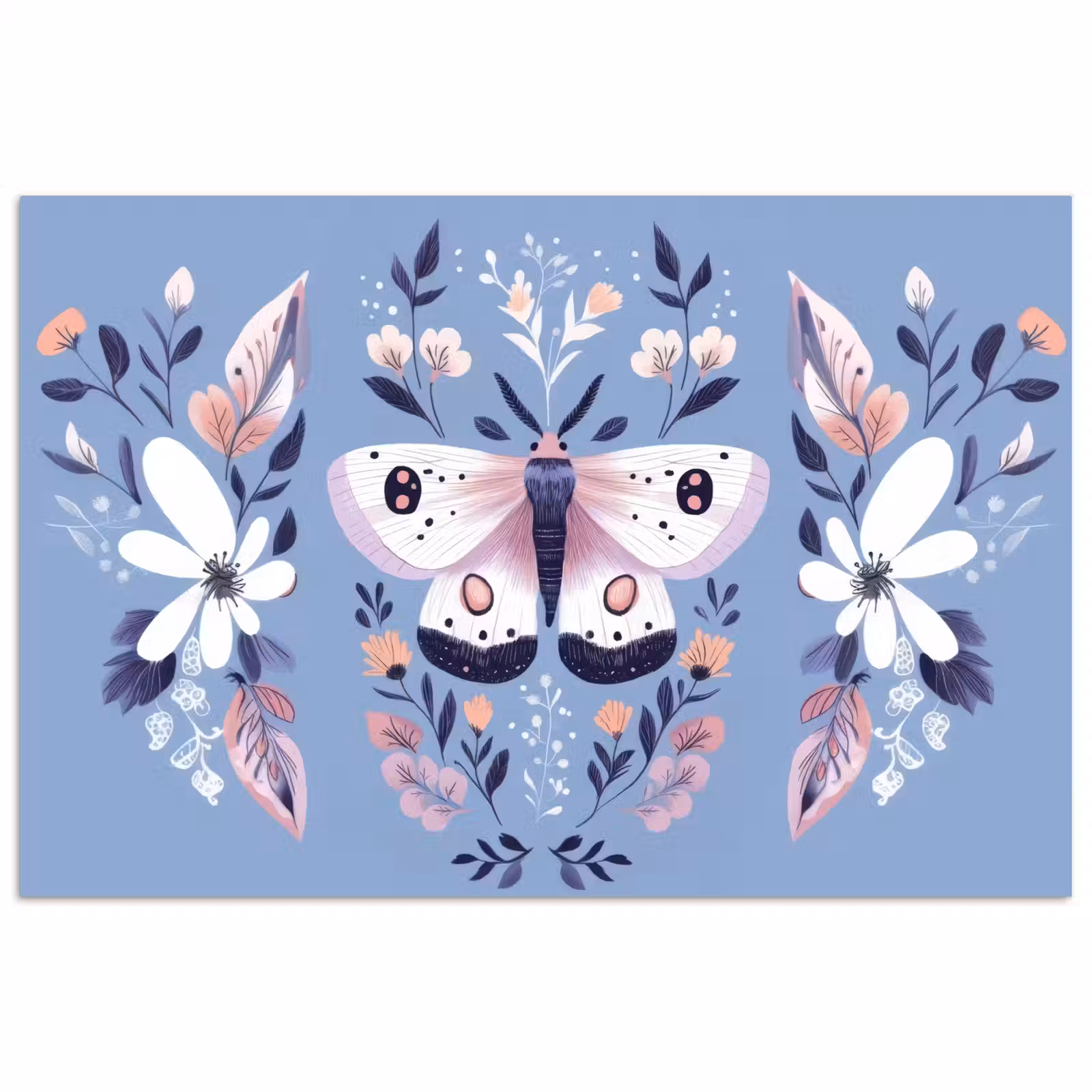 Poster - Vlinder - Vleugels - Stippen - Bloemen — 1