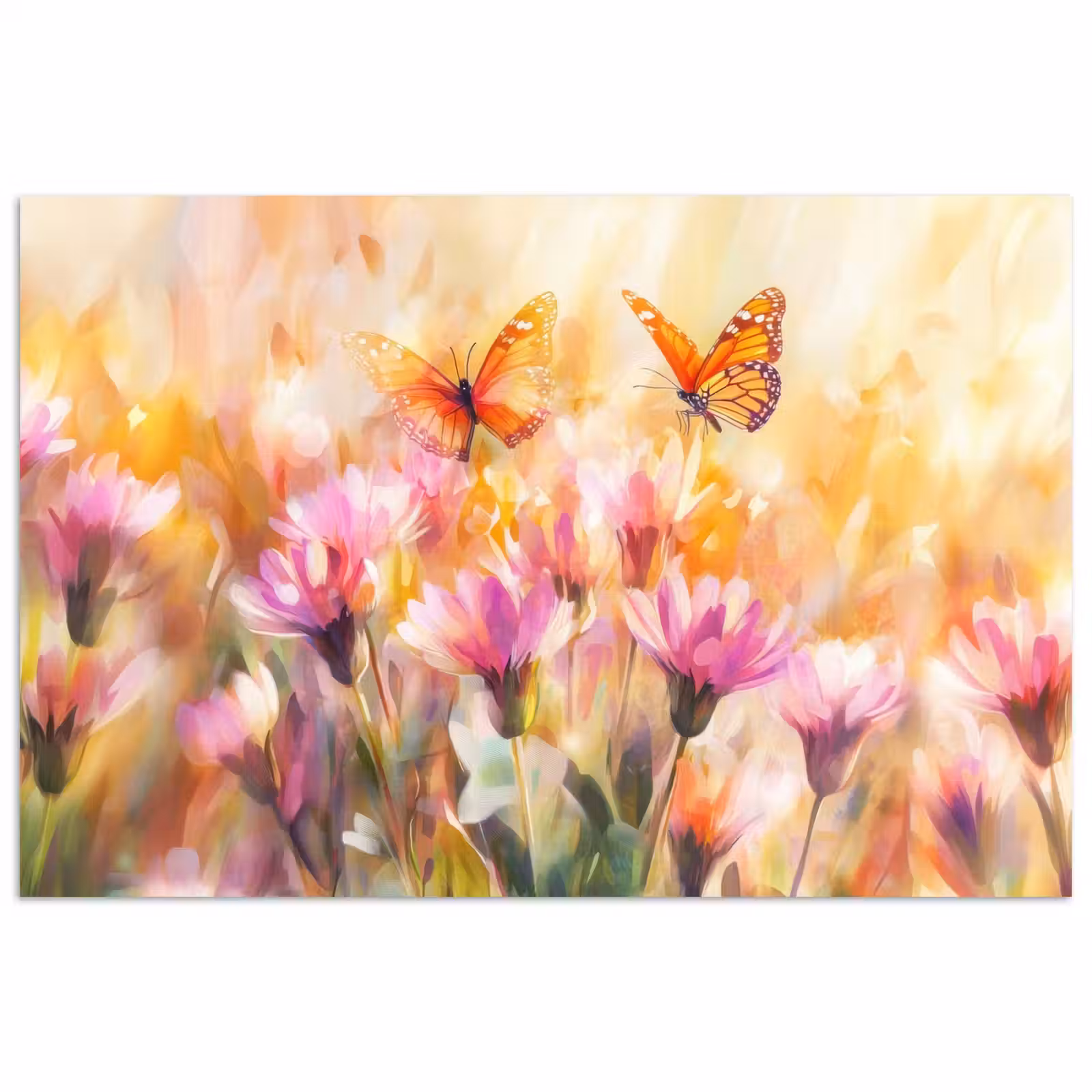 Poster - Vlinders - Oranje - Bloemen — 1