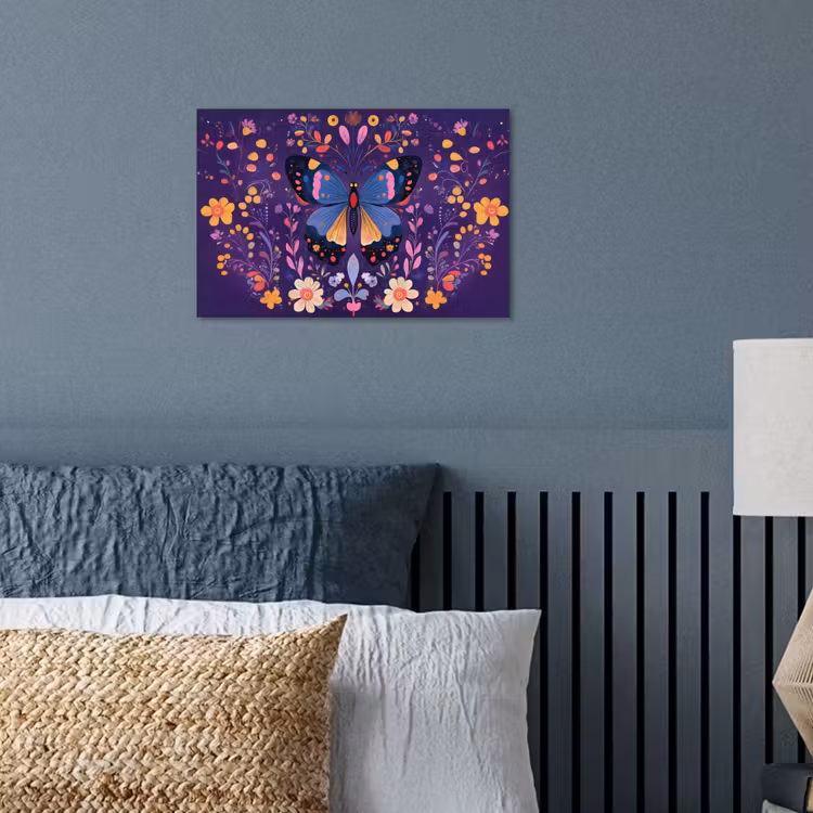 Poster - Sierlijk - Bloemen - Vlinder - Paars — 3
