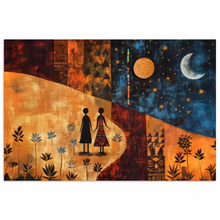 Poster - Silhouetten - Abstract - Zon - Maan — 1