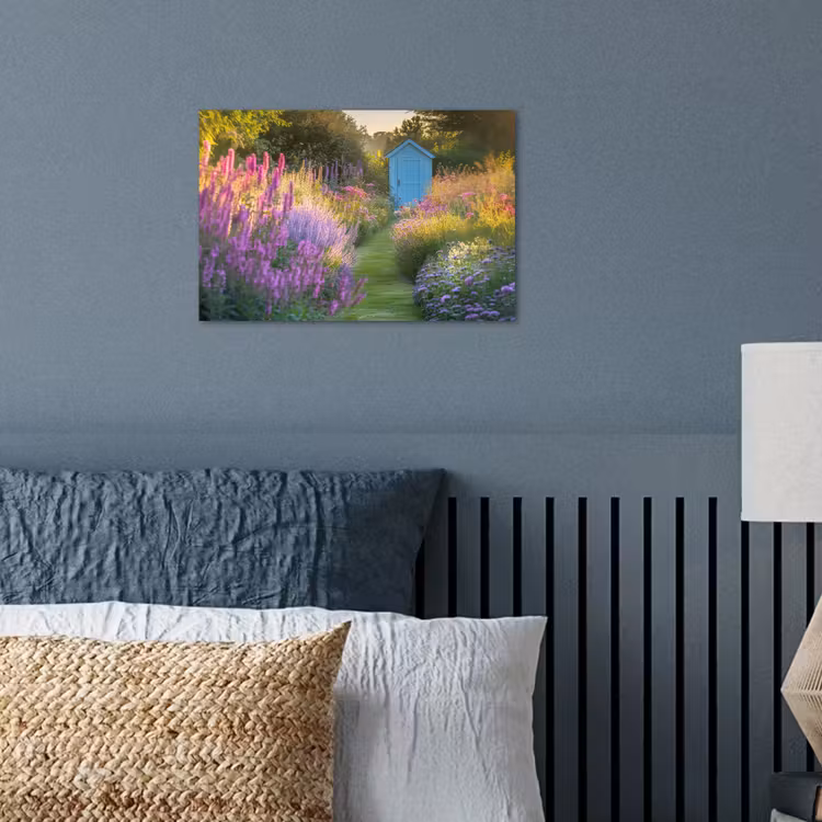 Poster - Tuinhuisje - Blauw - Bloemen — 3