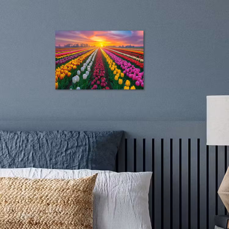 Poster - Tulpenveld - Zonsondergang - Kleurrijk — 3