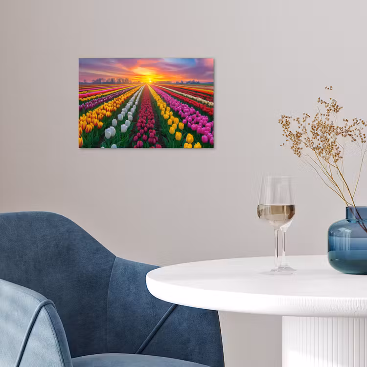 Poster - Tulpenveld - Zonsondergang - Kleurrijk — 4