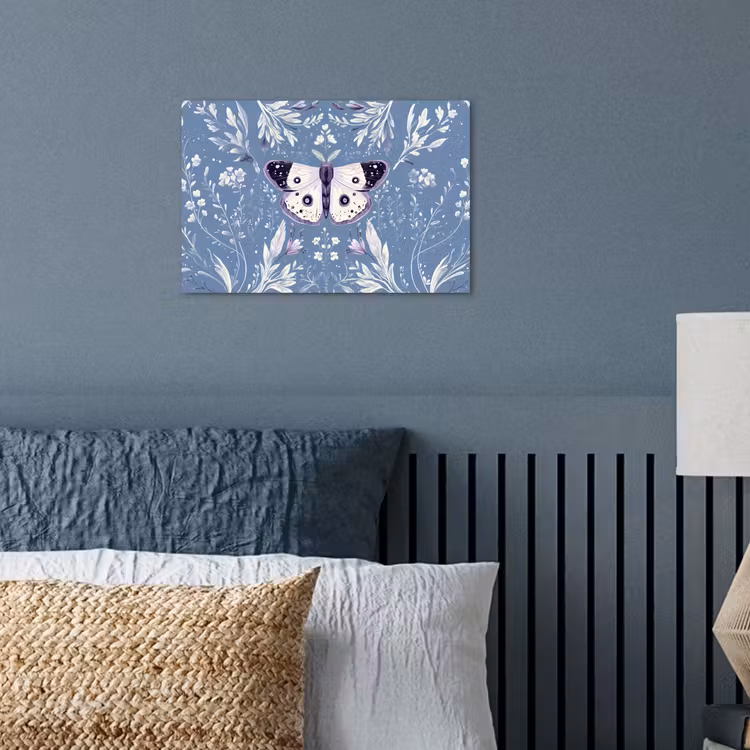 Poster - Vlinder - Bloemtakken - Lichtblauw — 3