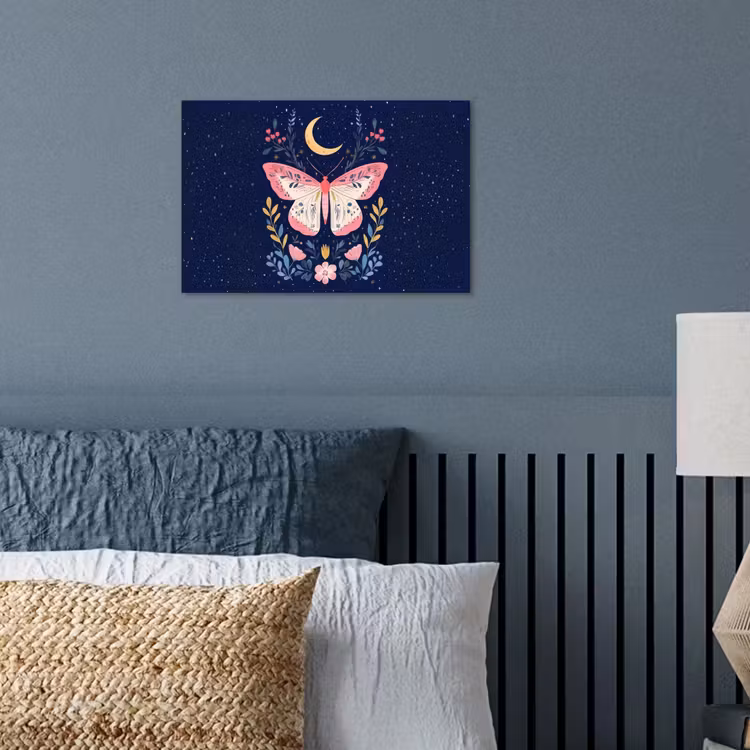 Poster - Vlinder - Maan - Bloemen - Sterrenhemel — 3