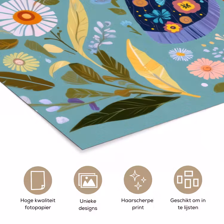 Poster - Vlinder - Sierlijk - Bloemen - Bladeren — 5