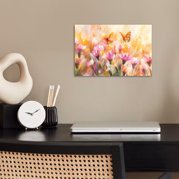 Poster - Vlinders - Oranje - Bloemen — 2