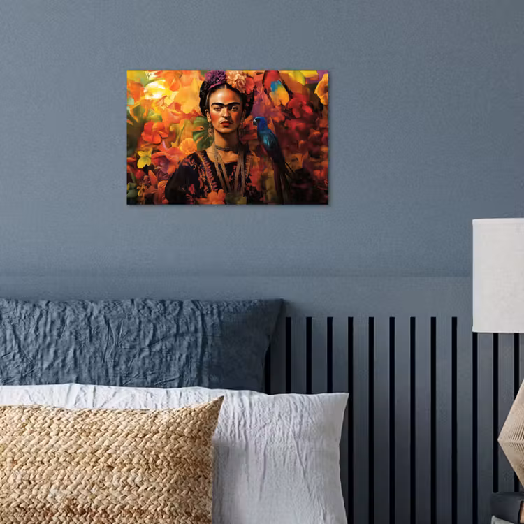 Poster - Vrouw - Bloemen - Papegaai - Schilderachtig — 3