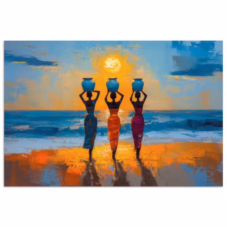 Poster - Vrouwen - Strand - Zondsondergang — 1