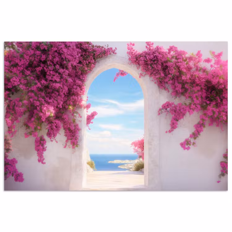 Poster - Zee - Roze - Bloemen - Poort — 1