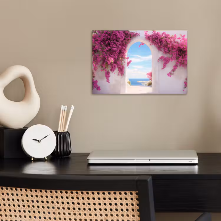 Poster - Zee - Roze - Bloemen - Poort — 2