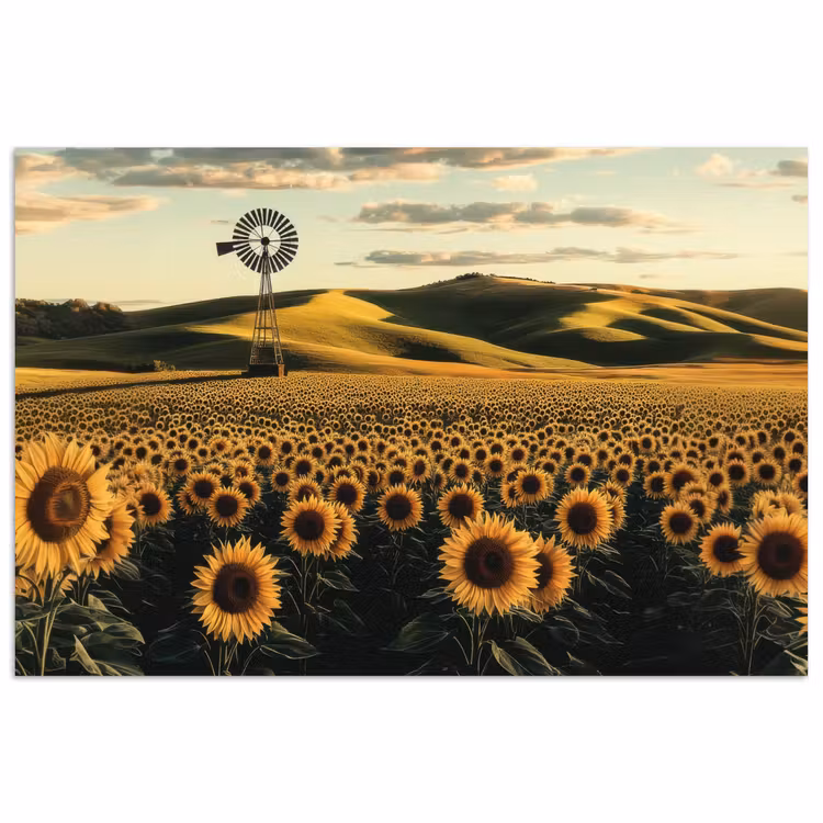 Poster - Zonnebloem - Veld - Windmolen — 1