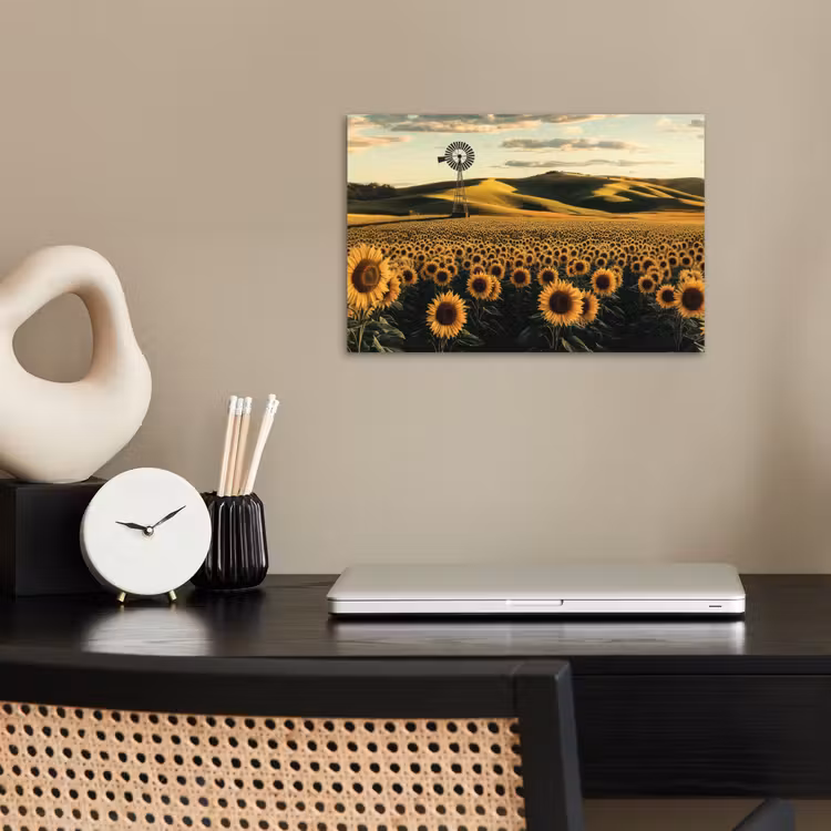 Poster - Zonnebloem - Veld - Windmolen — 2