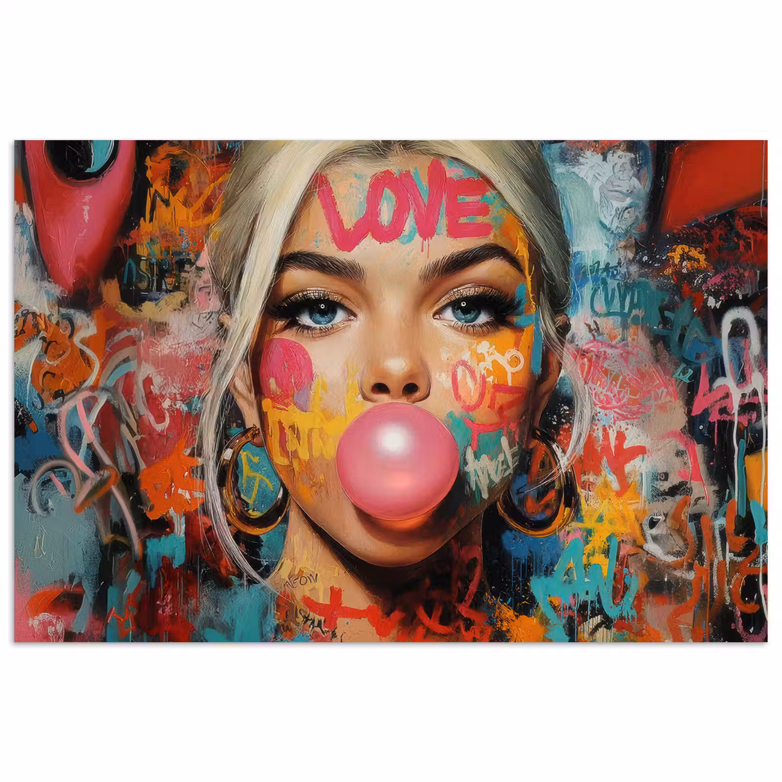 Poster - Vrouw - Kauwgom - Graffiti - Love — 1