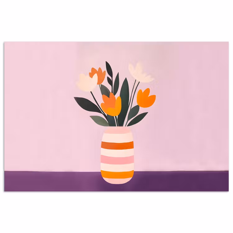 Poster - Tulpen - Vaas - Strepen - Paars — 1