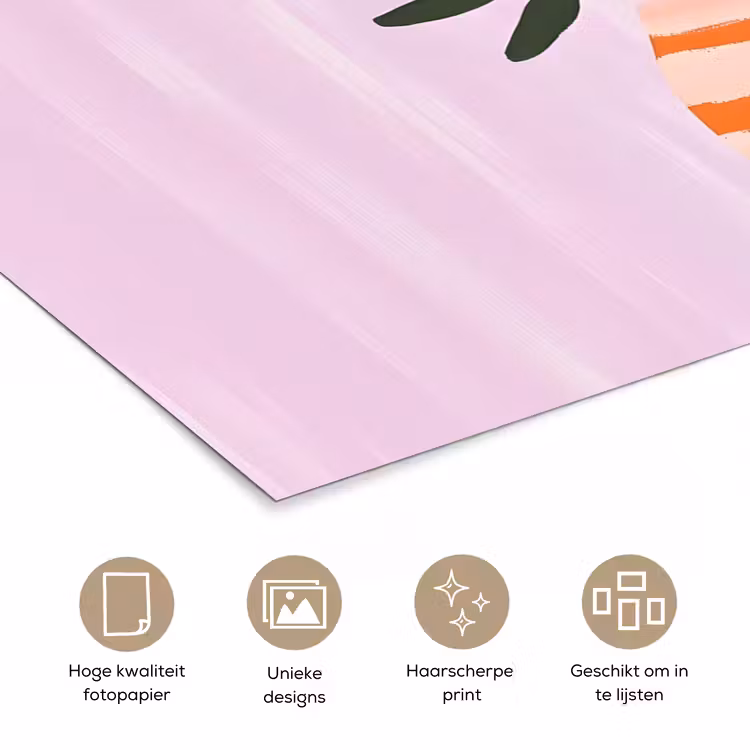 Poster - Vaas - Gestreept - Bloemen - Oranje — 5