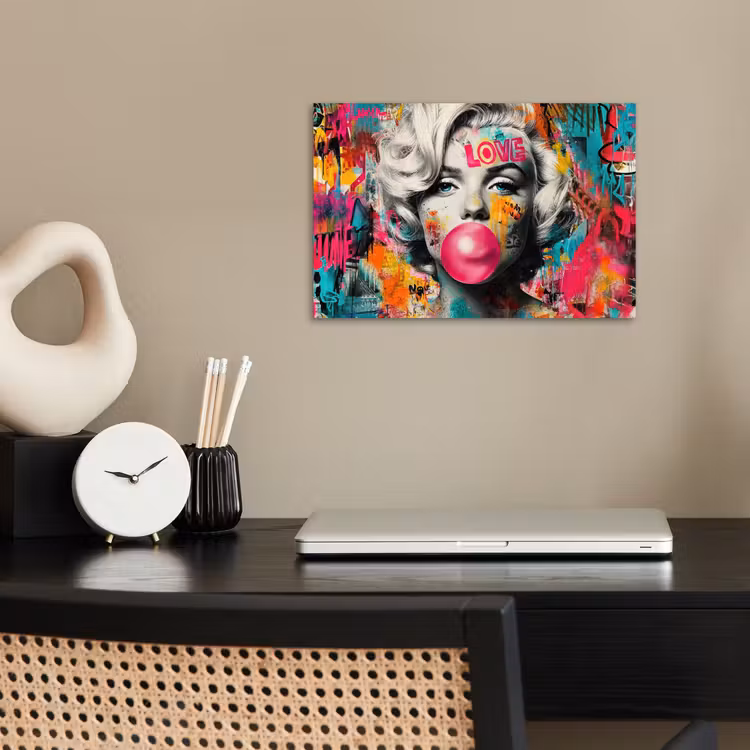 Poster - Vrouw - Kauwgom - Graffiti - Neonkleuren — 2