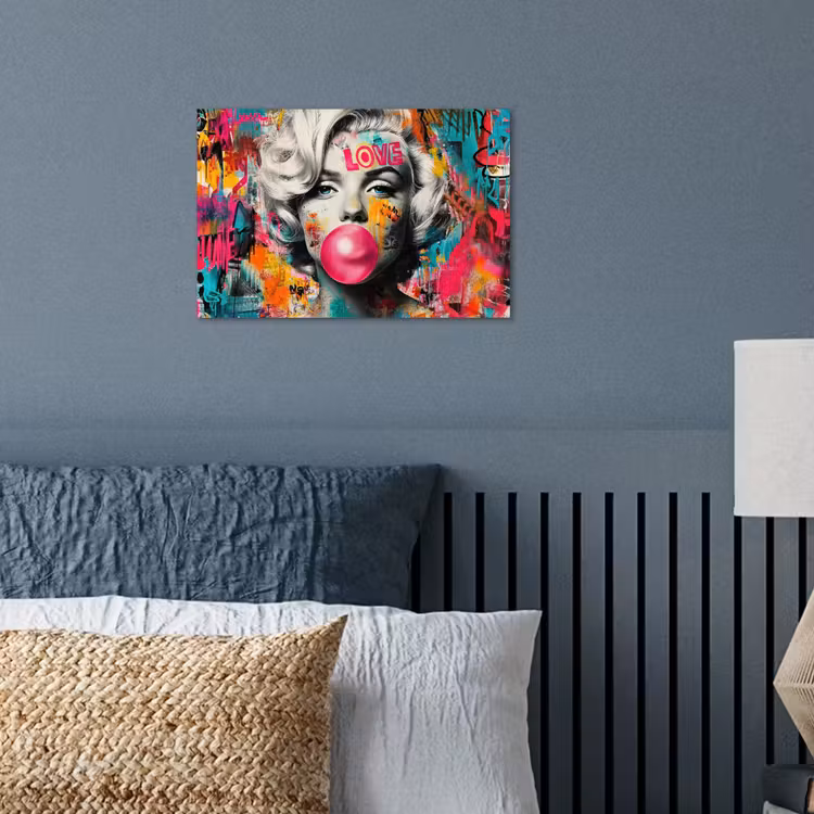 Poster - Vrouw - Kauwgom - Graffiti - Neonkleuren — 3