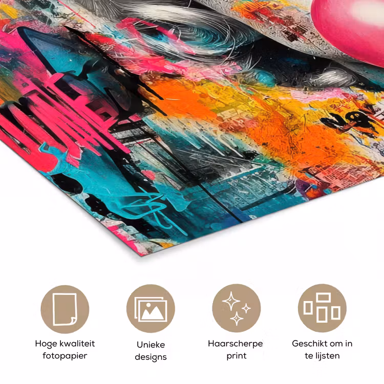 Poster - Vrouw - Kauwgom - Graffiti - Neonkleuren — 5