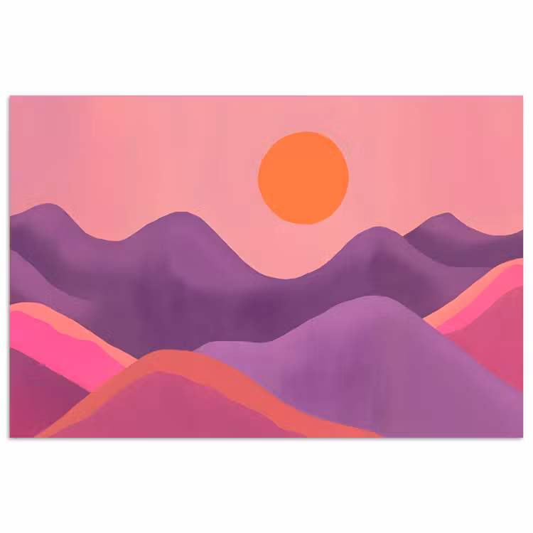 Poster - Zon - Heuvels - Paars - Abstract — 1