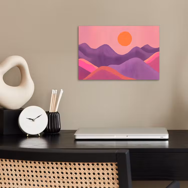 Poster - Zon - Heuvels - Paars - Abstract — 2