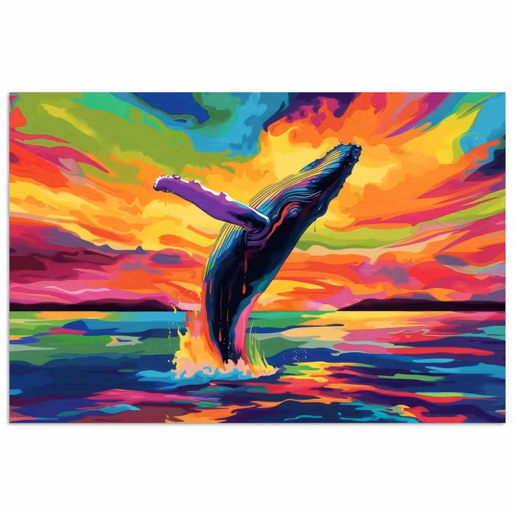 Poster - Zonsondergang - Walvis - Geschilderd - Kleurrijk — 1
