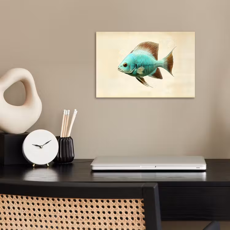 Poster - Schubben - Vis - Mint - Minimalistisch — 2