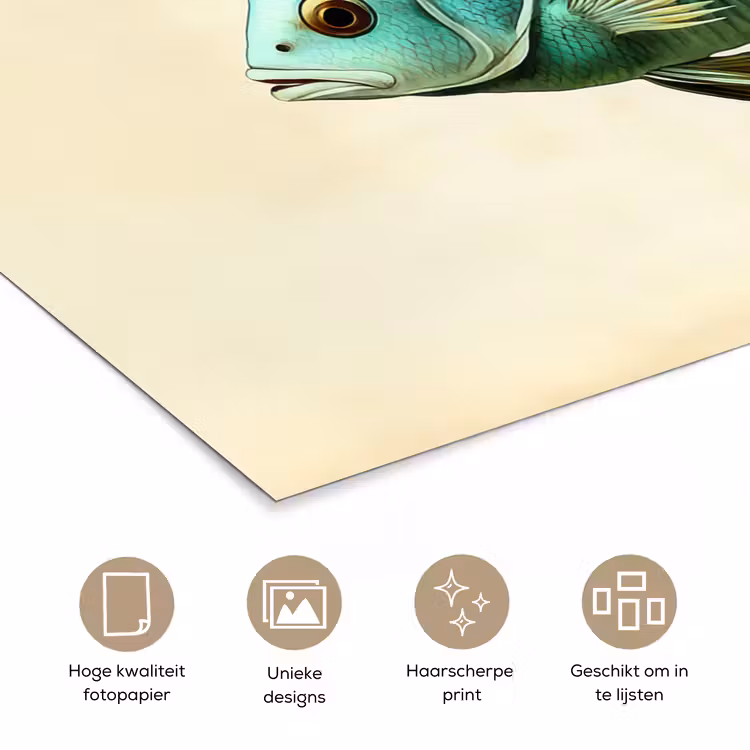 Poster - Schubben - Vis - Mint - Minimalistisch — 5