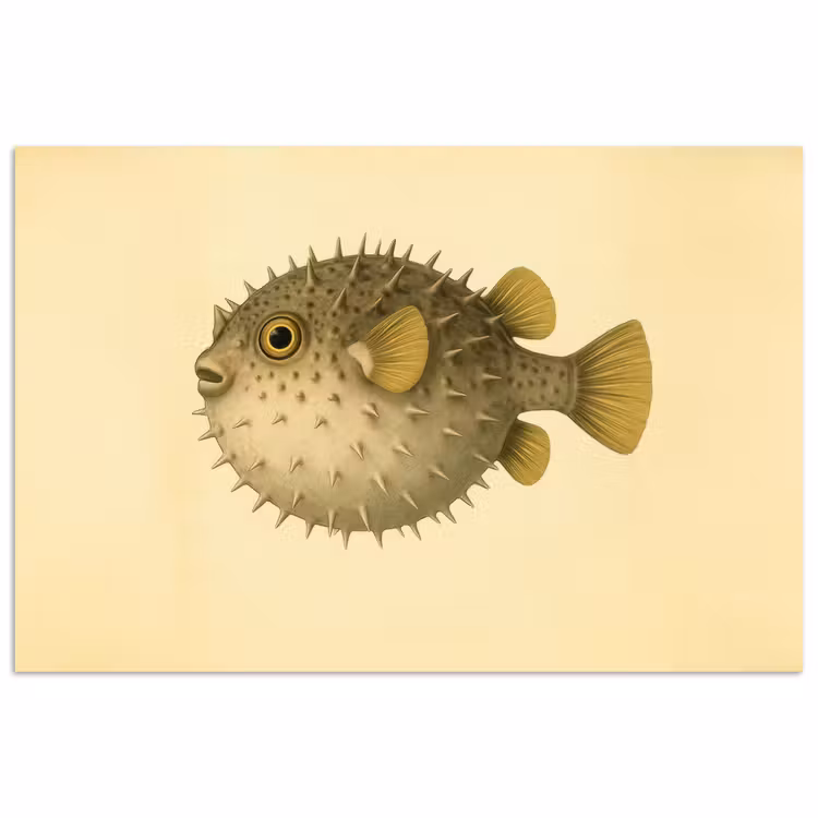 Poster - Stekels - Vis - Opgeblazen - Bruin — 1