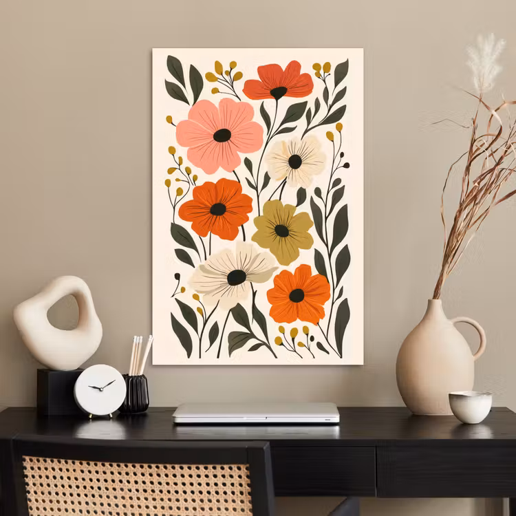 Poster - Veldbloemen - Stengels - Blaadjes - Groen — 2