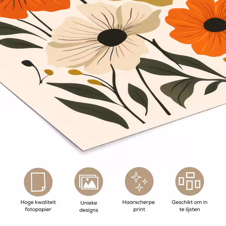 Poster - Veldbloemen - Stengels - Blaadjes - Groen — 5