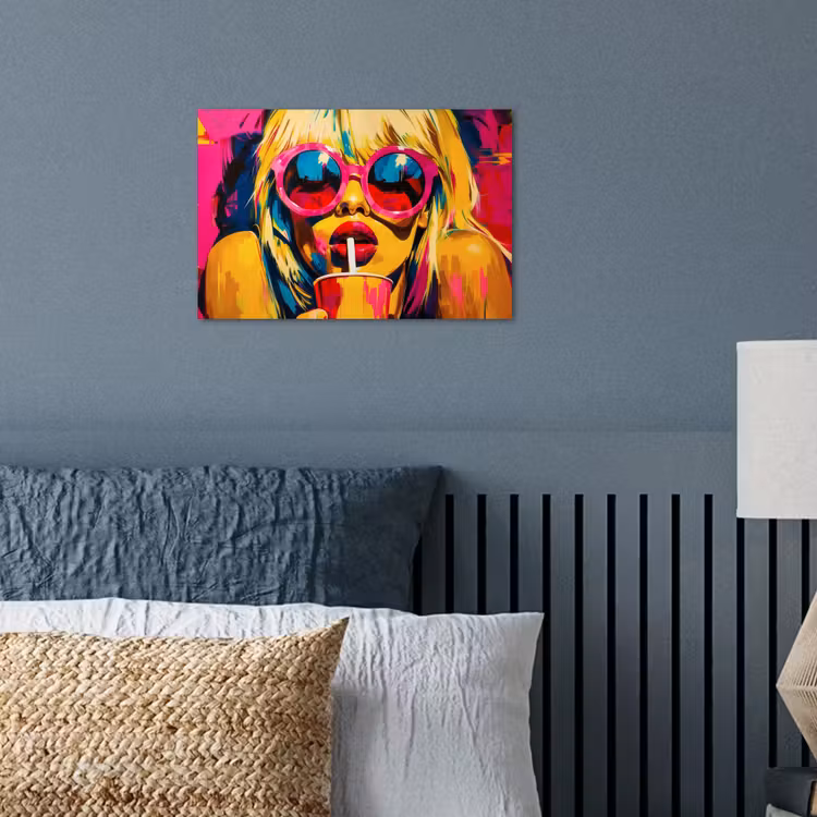 Poster - Zonnebril - Roze - Vrouw - Rietje — 3