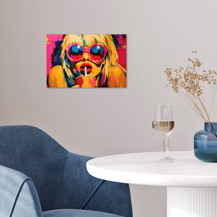 Poster - Zonnebril - Roze - Vrouw - Rietje — 4
