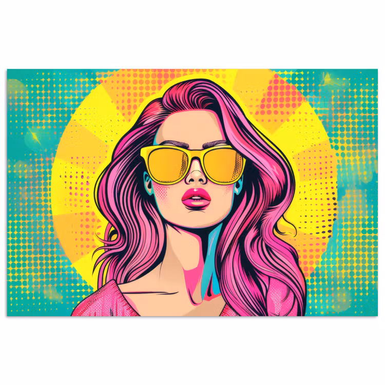Poster - Zonnebril - Vrouw - Zonnig - Geel — 1
