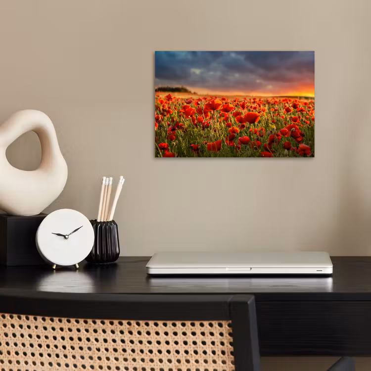 Poster - Zonsondergang - Klaprozen - Rood - Bloemen - Veld - Natuur — 2