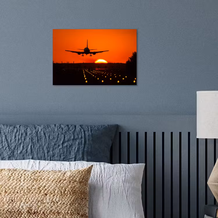 Poster - Zonsondergang - Vliegtuig - Oranje - Zon — 3