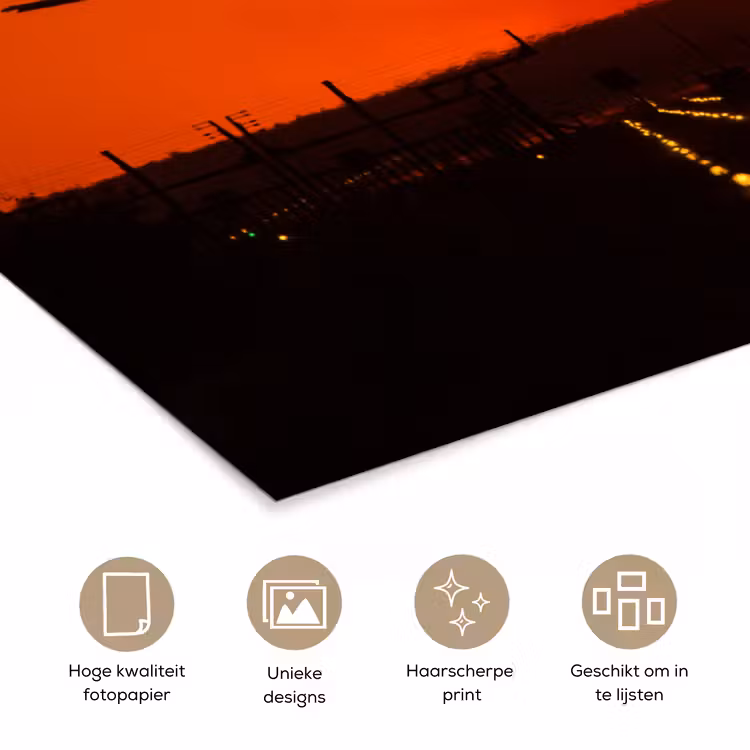 Poster - Zonsondergang - Vliegtuig - Oranje - Zon — 5