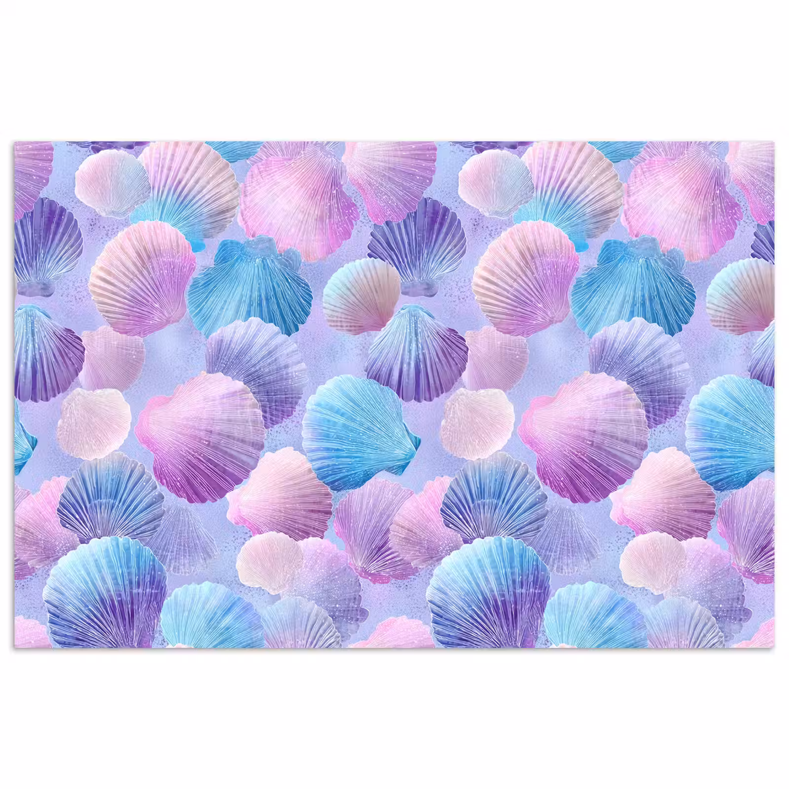 Poster - Schelpen - Paars - Blauw - Patroon — 1