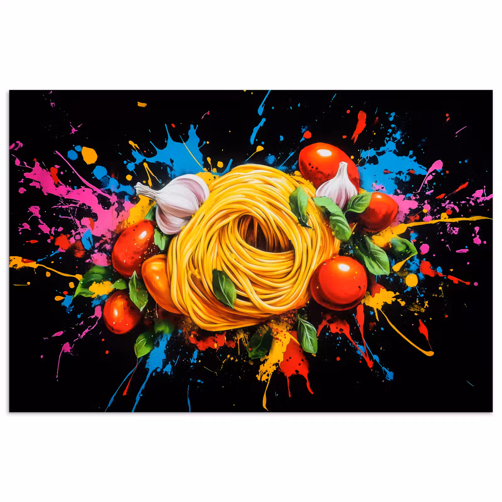 Poster - Spaghetti - Graffiti - Verf - Kleurrijk - Eten - Modern — 1