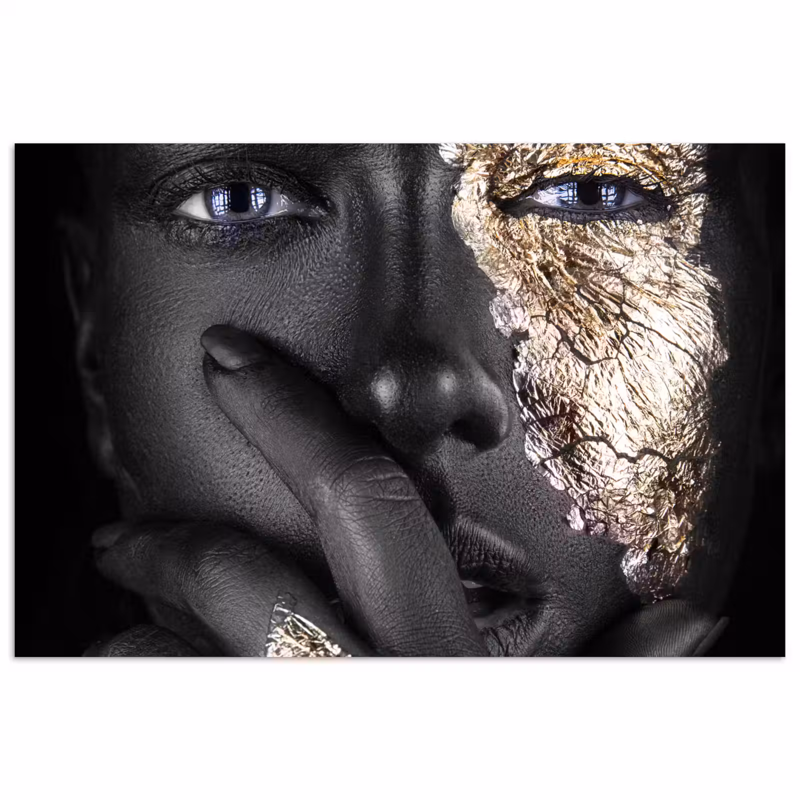 Poster - Vrouw - Goud - Zwart - Schmink - Luxe — 1