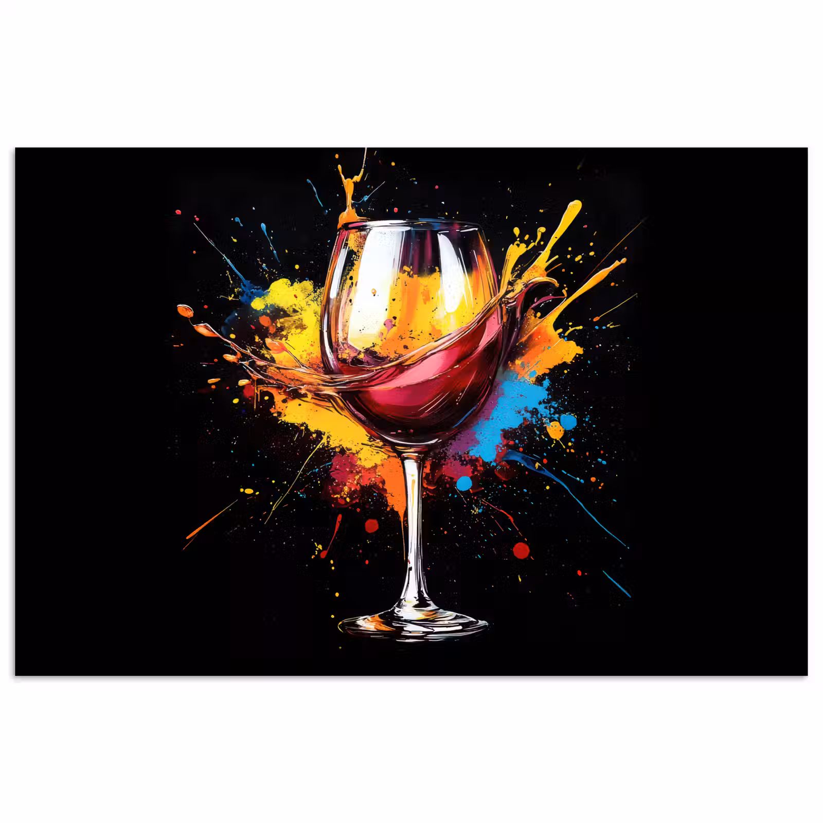 Poster - Wijn - Glas - Graffiti - Borrel - Rood - Verf — 1
